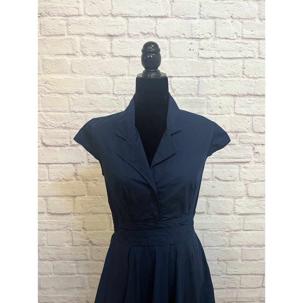 Eshakti Navy, Short Sleeve Custom Dress Size S. Fit & Flare Styling. - Picture 4 of 9